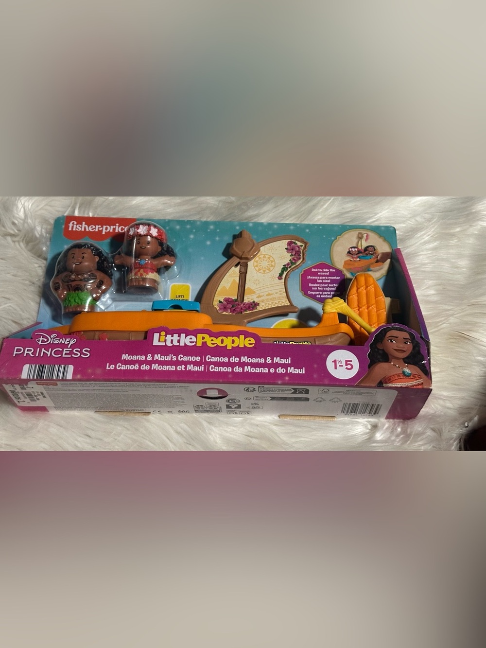 Fisher-Price Little People Orange Canoe with Decorative Sail Moana